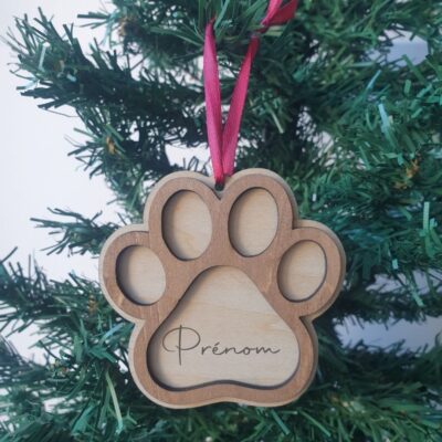 Boule de Noël patte de chien 3D