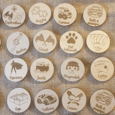 Étiquettes de rangement en bois
