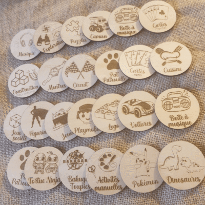 Étiquettes de rangement en bois