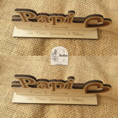 Cadre photo Papi Je t'aime - personnalisable