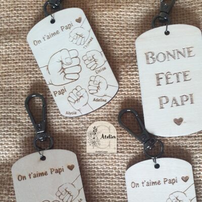 Porte-clés Papi personnalisé Prénoms petits enfants