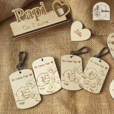 Porte-clés Papi personnalisé Prénoms petits enfants