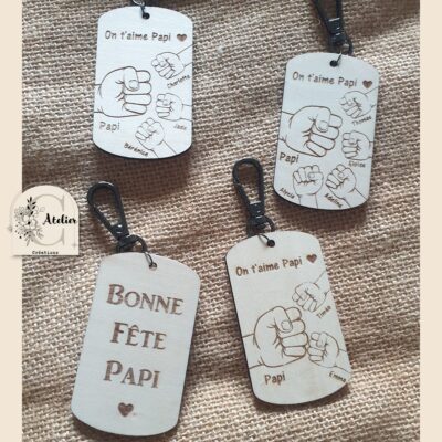 Porte-clés Papi personnalisé Prénoms petits enfants